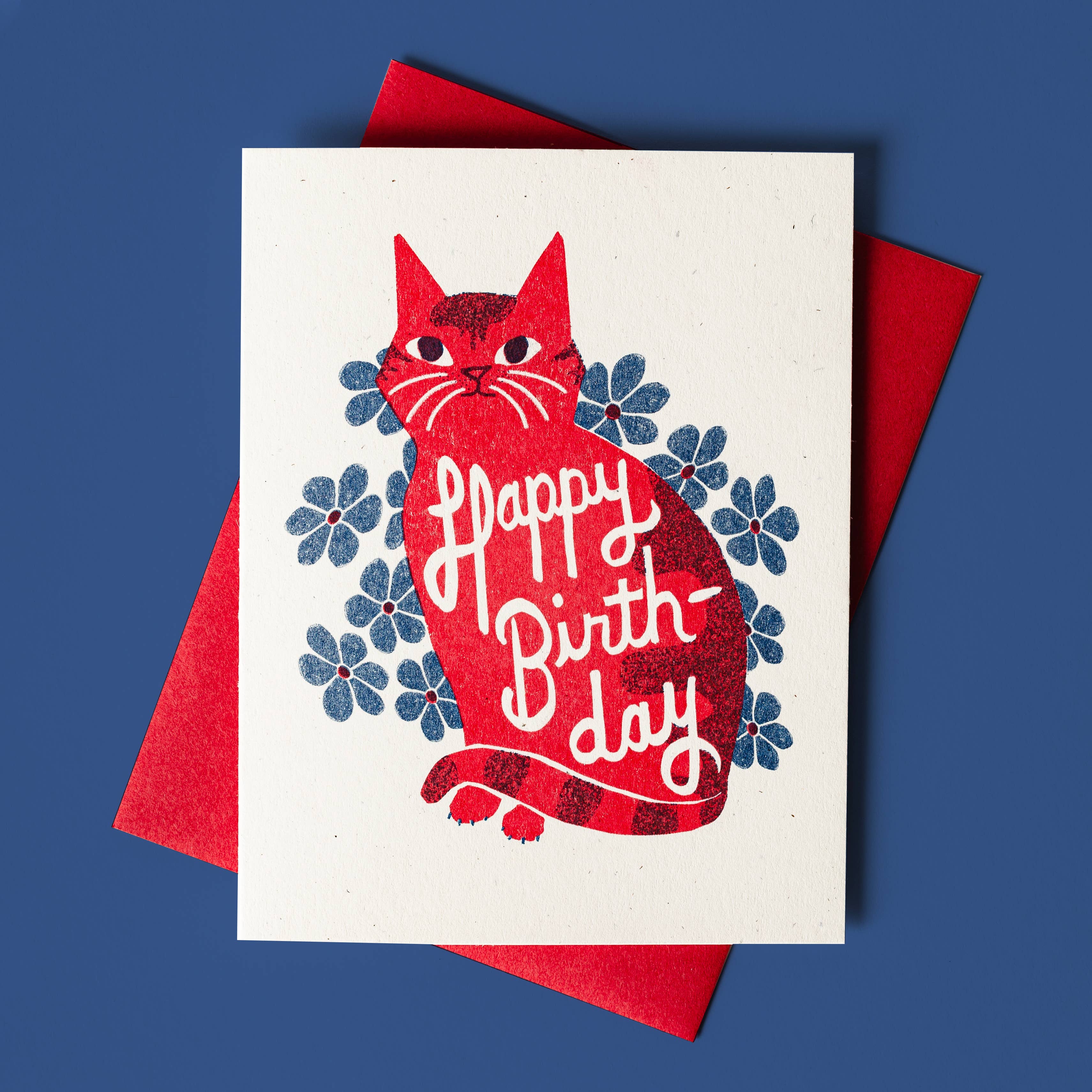 Happy Birth-day Cat - Birthday Card
